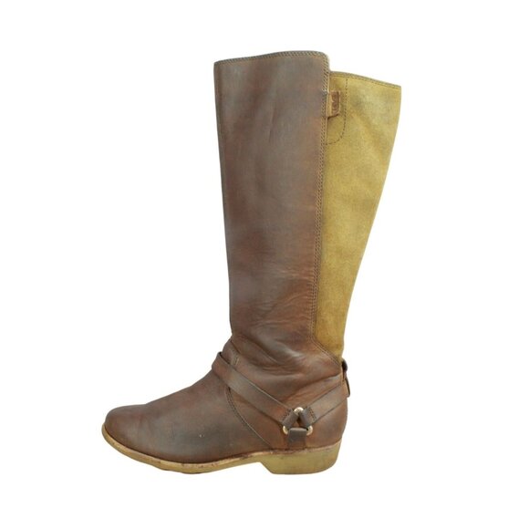 Teva De La Vina Dos Tall Casual Boots Waterproof Leather Bison Size 6 - Picture 1 of 10